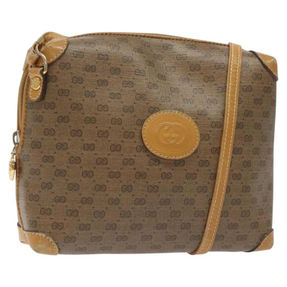 GUCCI Micro GG Supreme Shoulder Bag PVC Beige Gold 007 115 0093 Auth BA2396 - Picture 1 of 16